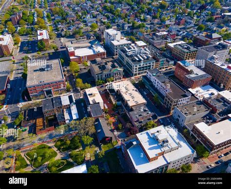 Aerial View Of New Bedford Downtown Buildings On Union Street And