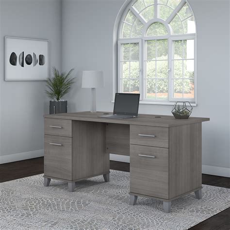Create your very own office with computer and office desks at argos. 60W Office Desk with Drawers in Platinum Gray