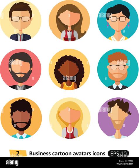 Set Of People Portrait Face Icons Web Avatars In Flat Style Vector A07