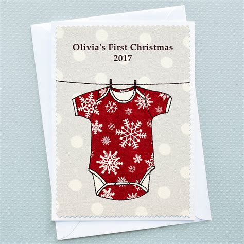 Merry 1st christmas wishes, greetings. Personalised Babys First Christmas Card By Jenny Arnott ...