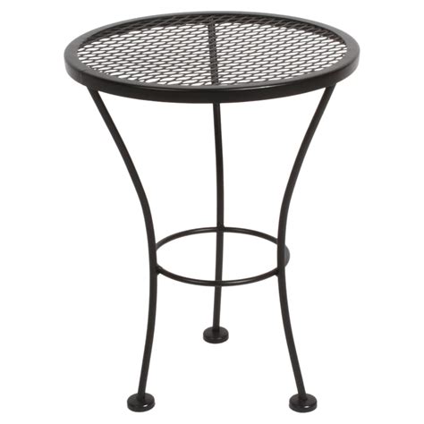 Russell Woodard Round Black Wrought Iron Mesh Patio Side Table Or