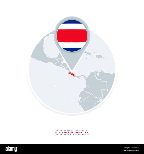 Costa Rica Map And Flag Vector Map Icon With Highlighted Costa Rica