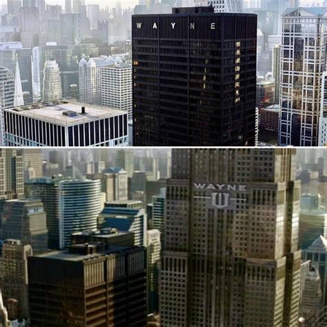 In The Dark Knight (2008) Wayne Tower is located in a new building due