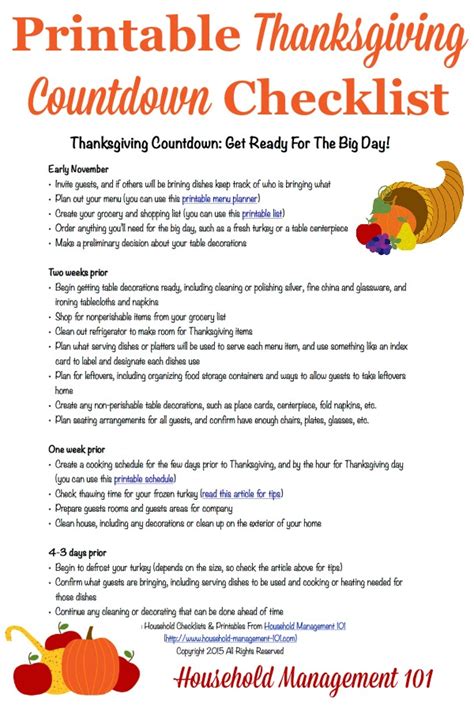 Whether you've been at the helm of your family's thanksgiving dinner for years or you're new to the whole hosting thing whether or not you're also embracing the silver linings that come with a smaller guest list, the delicious thanksgiving menu ideas ahead will help you plan an unforgettable holiday. Thanksgiving Countdown: Plan For A Great Day {Includes ...
