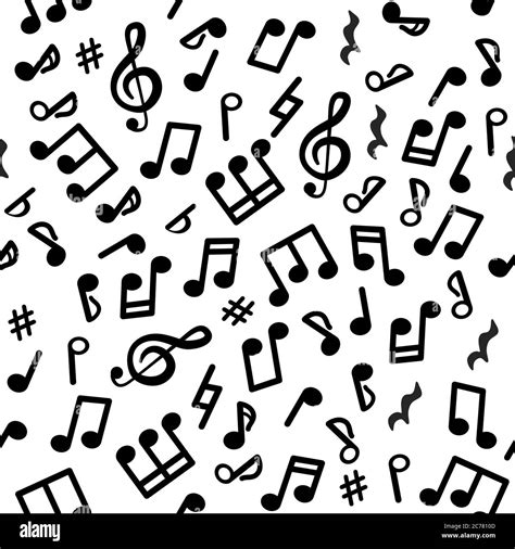 Abstract Music Seamless Pattern Of Music Notes Black And White Music