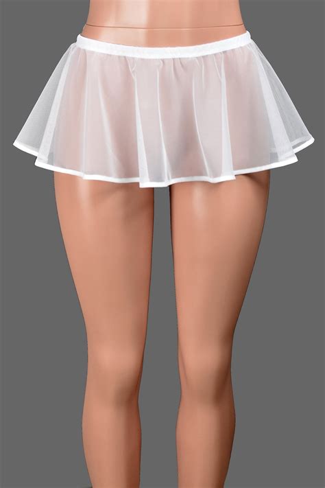 white stretch mesh micro mini skirt 8 long xs to 3xl plus size deranged designs