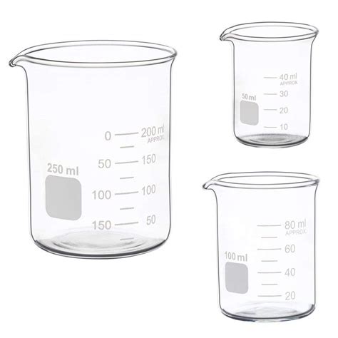 Glass Measuring Low Form Beaker Set 50ml 100ml 250ml Glass Graduated Beaker Set Buy Online In