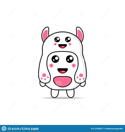 Cute Mascot Design Wearing Rabbit Hat Kawaii Stock Vector Illustration Of Emoji Heart 212769527
