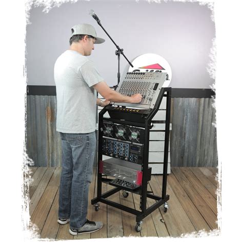 Studio Rack Mount Cart Rolling Rackmount Mixer Stand On Wheels