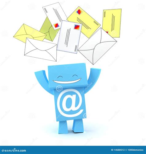 E Mail Envelopes 3d Character Stock Illustration Illustration Of
