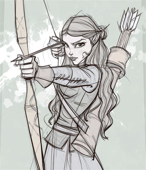 Female Archer Drawing