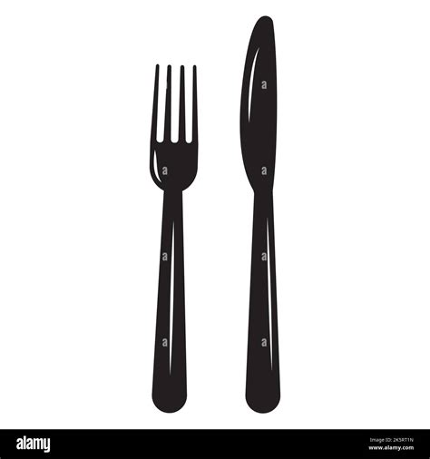 Cutlery Fork And Knife Vector Isolated Illustration Black Stencil Icon Stock Vector Image