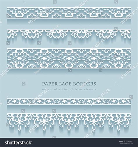 Download Vector Set Of White Lace Borders With Shadows, Ornamental ...