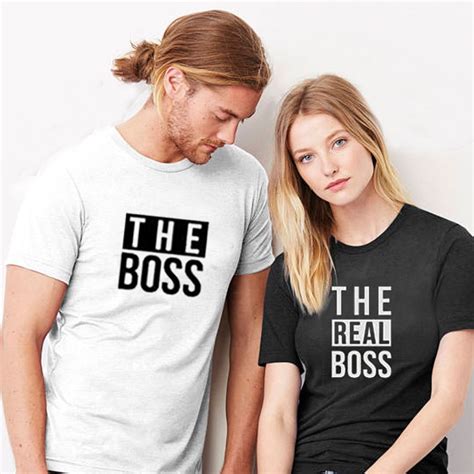 The Boss The Real Boss Funny Couple Matching T Shirts