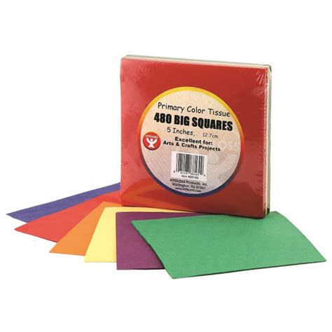 Tissue Paper Squares 5 Primary Colors 480 Per Pack 6 Packs