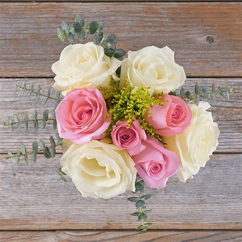 A White And Pink Rose Flower Bouquet The Bouqs Co