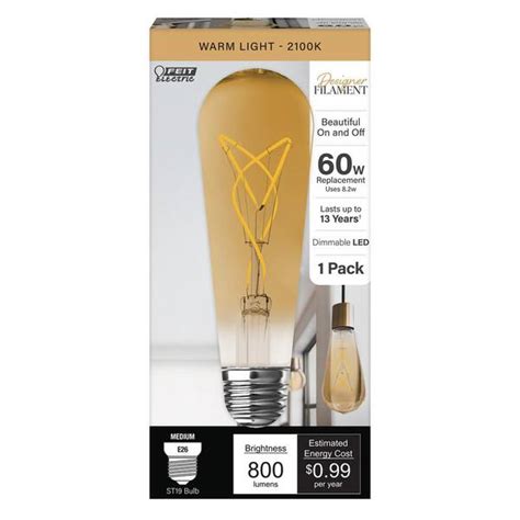 Feit Electric 60 Watt Equivalent St19 Dimmable Knot Thin Filament Amber