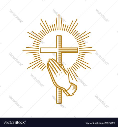 Praying Hands With Cross Svg