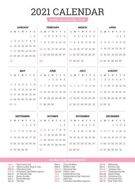 Printable 2021 Calendar Vl Calendar