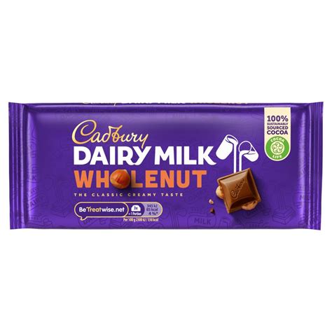 Cadbury Dairy Milk Whole Nut Chocolate Bar 120g Centra
