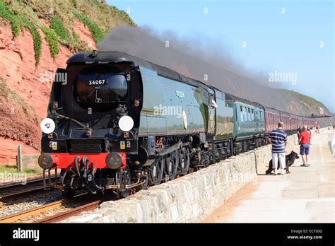 Steam Locomotive 34067 Tangmere With The Royal Duchy Train Passes Along