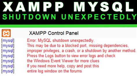 Xampp Mysql Shutdown Unexpectedly Windows 10 Gambaran