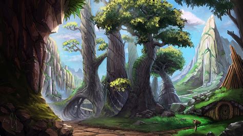Digital Art Drawing Painting Landscape Nature Forest