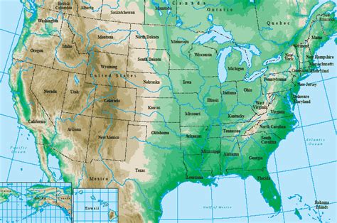 United States Large Physical Map