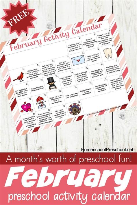 A Free Preschool Activity Calendar For February Celebrate All Of The