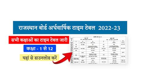 Rbse Board Half Yearly Exam Time Table 2022 राजस्थान बोर्ड की सभी