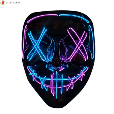 Scary Rave Glow Led Face Masks Scary Halloween Cosplay Light Up Purge