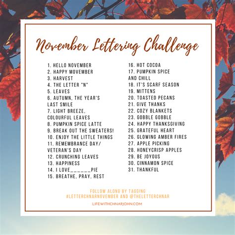 November Lettering Challenge Lettering Challenge Lettering
