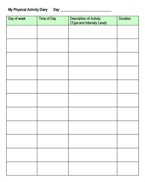Free Activity Log Templates 10 Word Excel And Pdf Formats