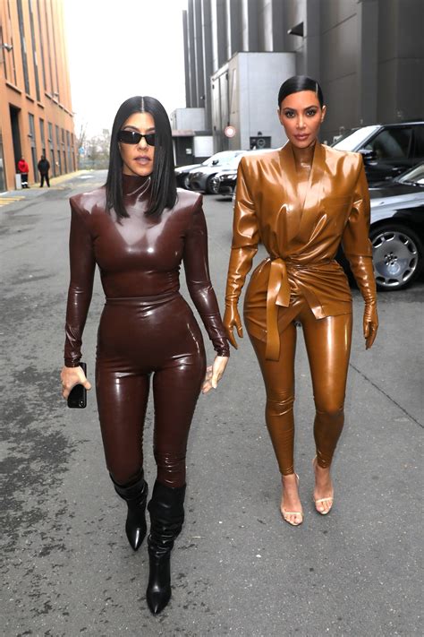 Kourtney And Kim Kardashian Twin In Matching Latex Outfits