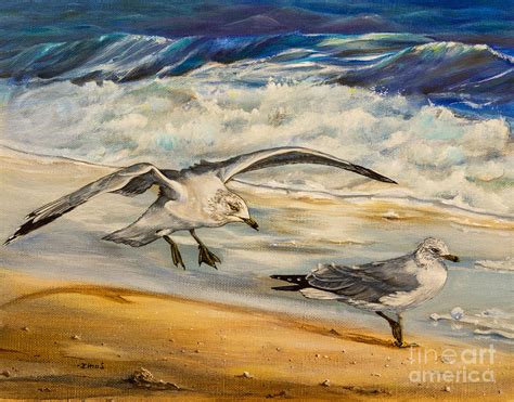 Seagulls On The Beach Painting By Zina Stromberg Fine Art America