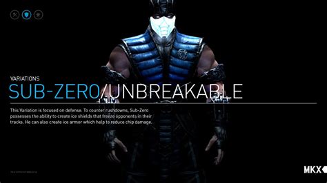 mortal kombat xl unbreakable sub zero gameplay youtube