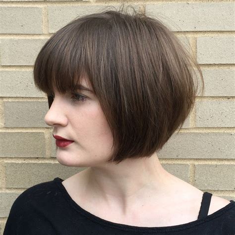 Neat Jaw Length Bob With Bangs For Fine Hair Bob Hairstyles With