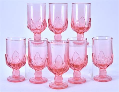 Sold Price 8 Heavy Pink Glass Water Goblets July 6 0117 8 00 Am Cdt