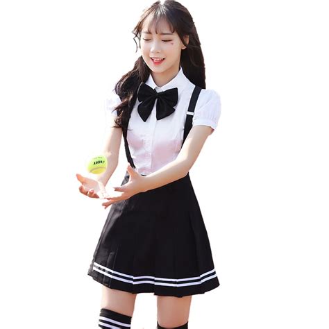 2019 Summer School Uniform For Girls Short Seeve Shirt Plaid Skirt