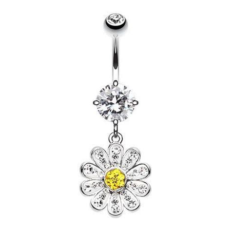 Cute Daisy Multi Sprinkle Dot 316L Surgical Steel Belly Button Ring