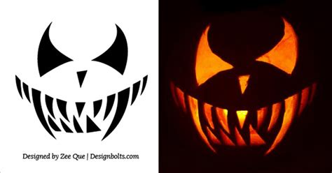 20 Free Scary Halloween Pumpkin Carving Stencils Faces