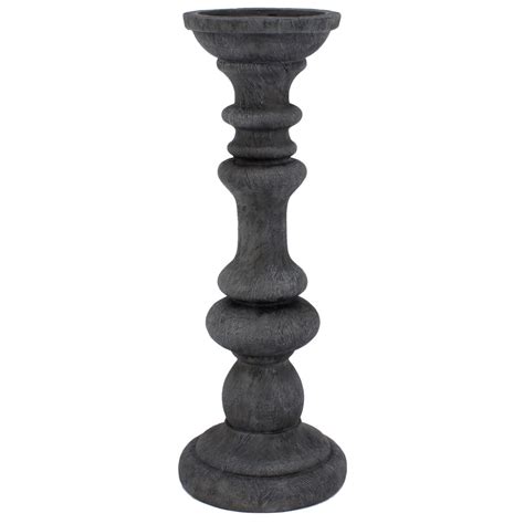 Grey Wooden Candle Holder 125 At Home