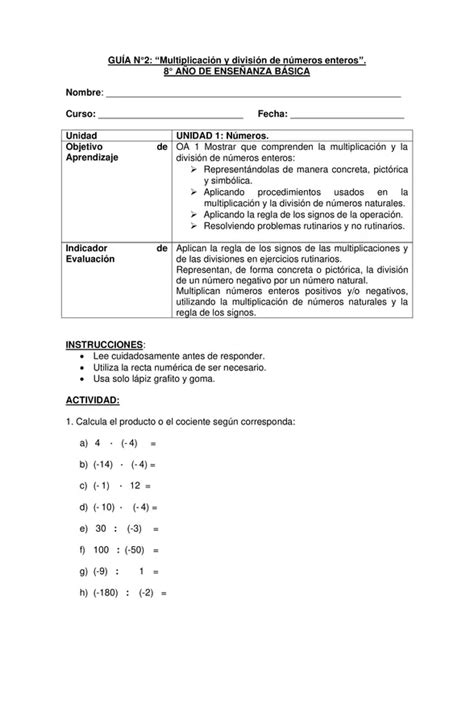 Guia Multiplicacion Y Division De Numeros Decimales Numeros Decimales