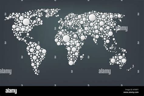 Design Of A Dots Map Of The World Abstract World Map Made From Large