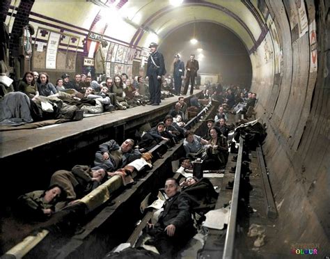 Londons Aldwych Underground Tube Station Being Used As A Bomb Shelter