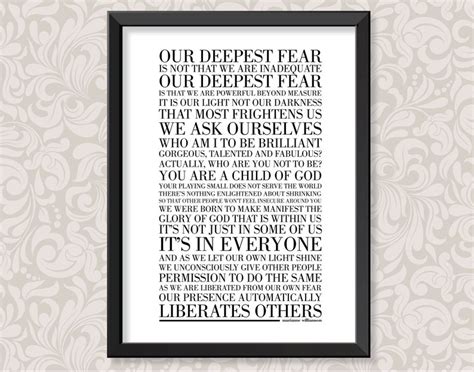 Our Deepest Fear By Marianne Williamson Sizes A And A Etsy