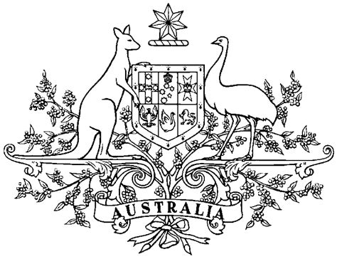 Australian Coat Of Arms Symbols Sketch Coloring Page