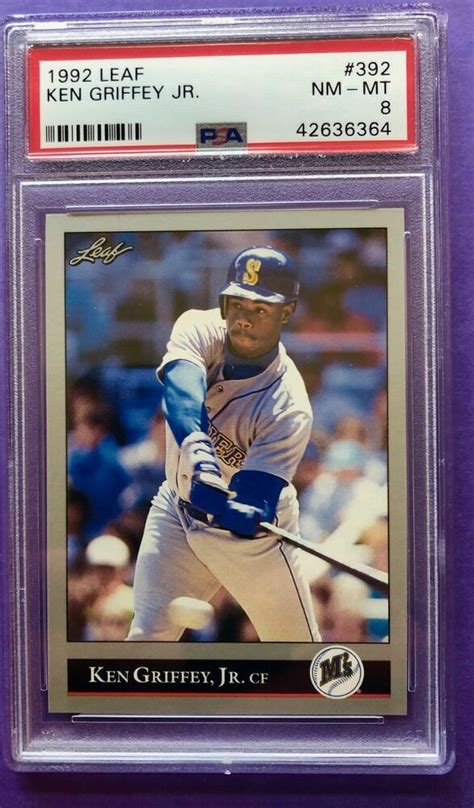1992 Leaf Ken Griffey Jr 392 Baseball Card Seattle Mariners Psa 8 Nm