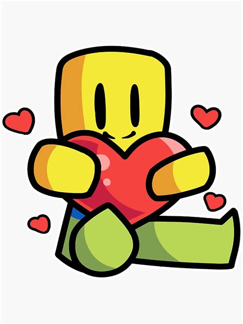 Roblox Valentines Day Kids Gamer Noob Hugging Heart Bff T Sticker
