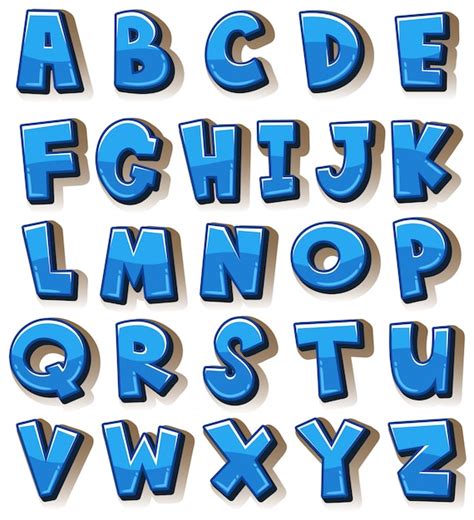 Premium Vector English Alphabets In Blue Blocks